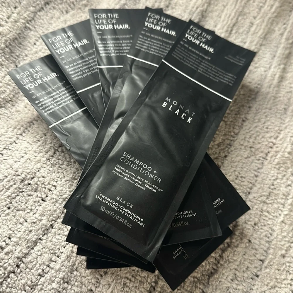COPY - Monat Black Shampoo + Conditioner .34 ounces Sample Packs group of 10